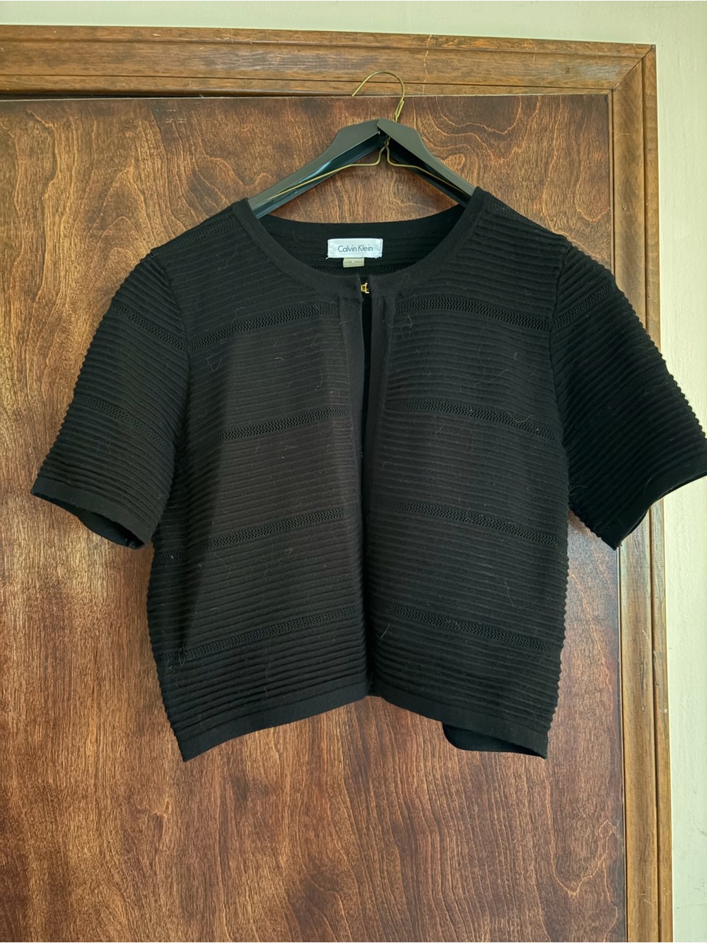 Calvin Klein Black Short Sleeve Cropped Knit Cardigan